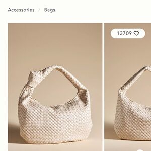 Anthropologie Cream Woven Shoulder Bag with Textured Design